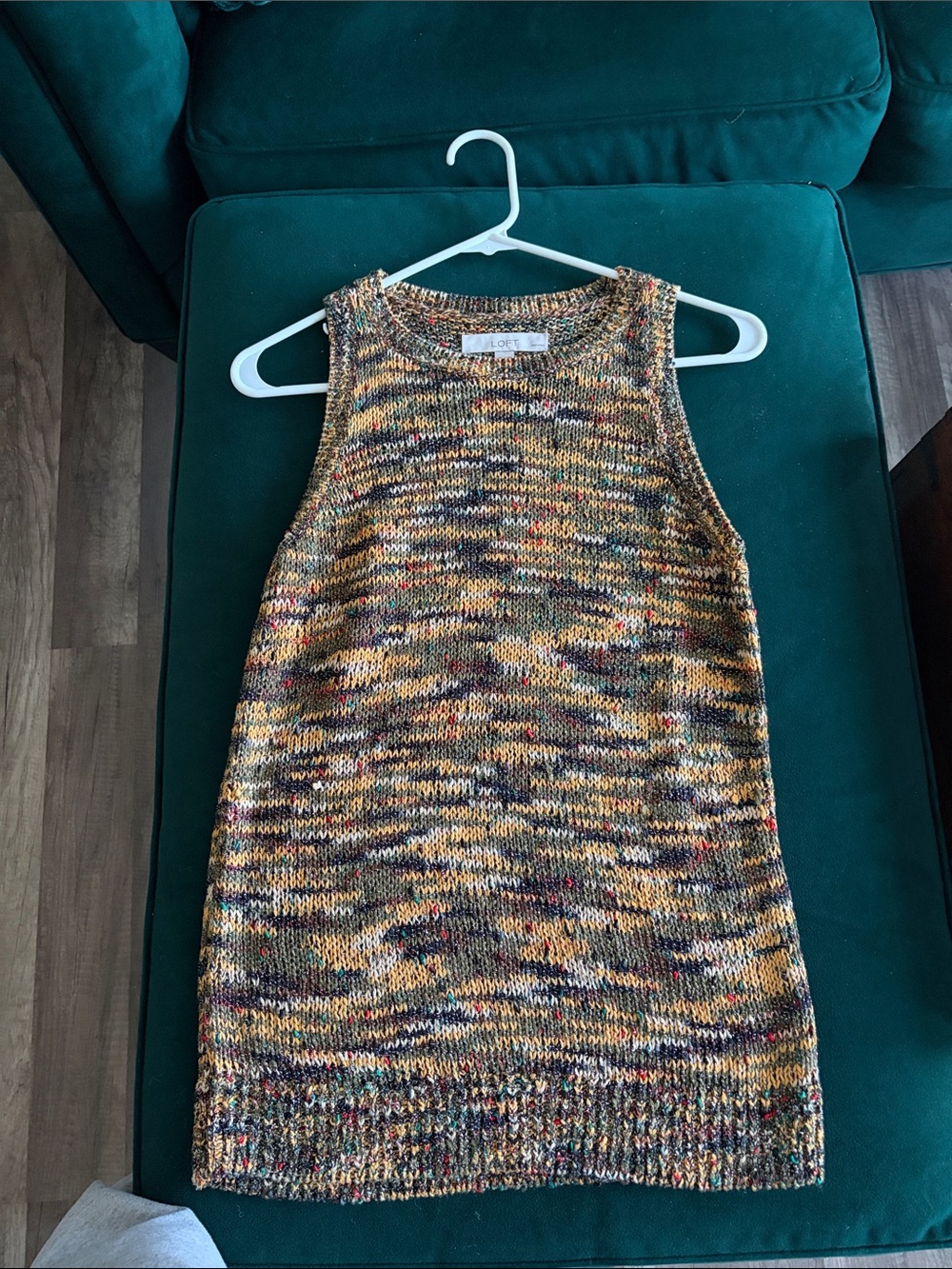 LOFT Multicolor Knit sweater Tank with Yellow and Brown Tones